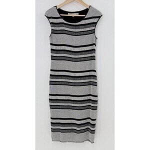 Max Studio Women’s Striped Gray Textured Knit Sleeveless Dress Size M‎ Boho